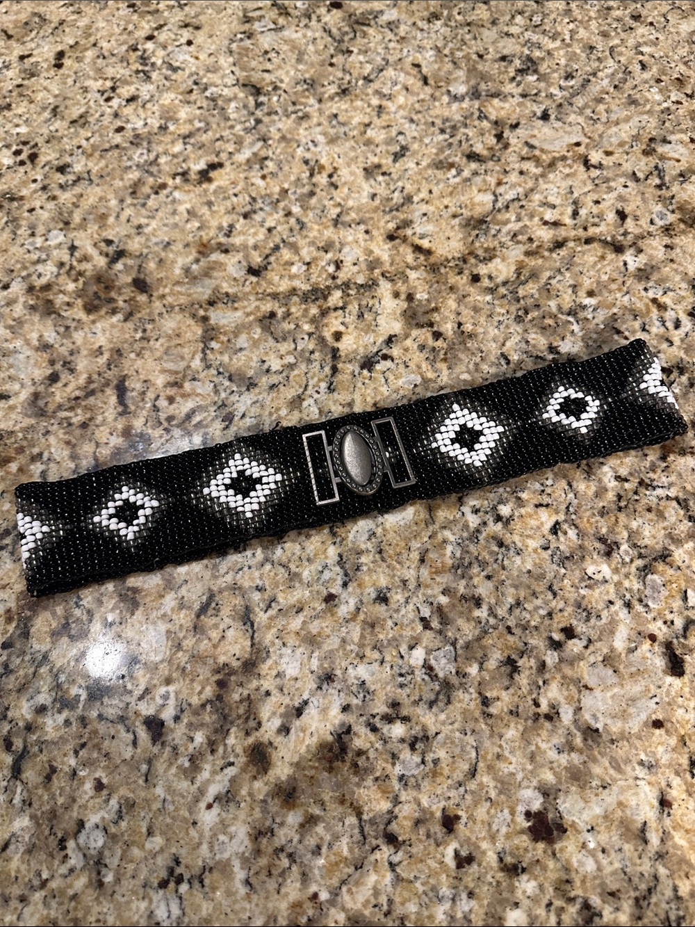 Black and White Beaded Belt- Stretchy